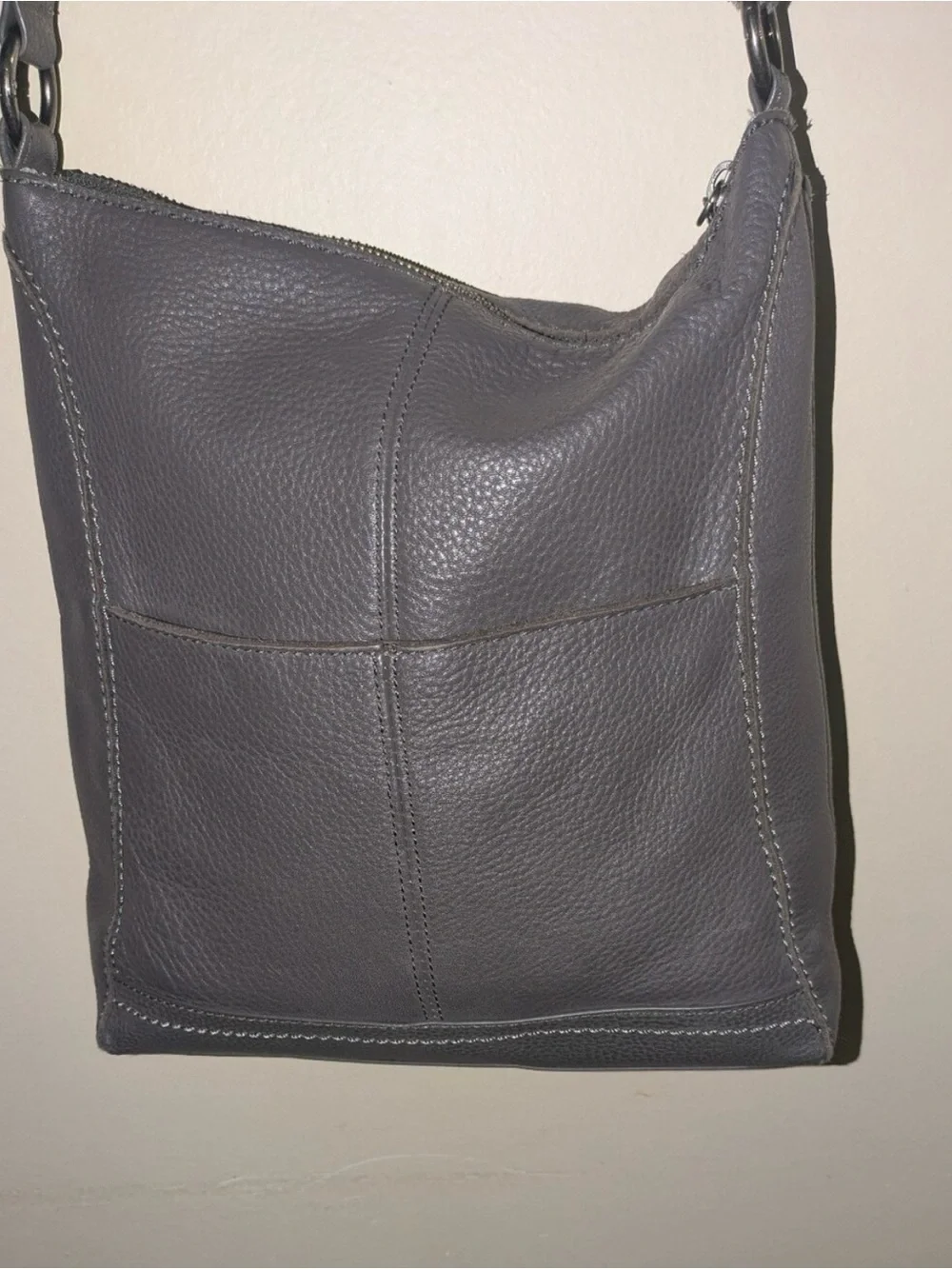 The Sak Pebbled Leather Crossbody Bag in Taupe Gray